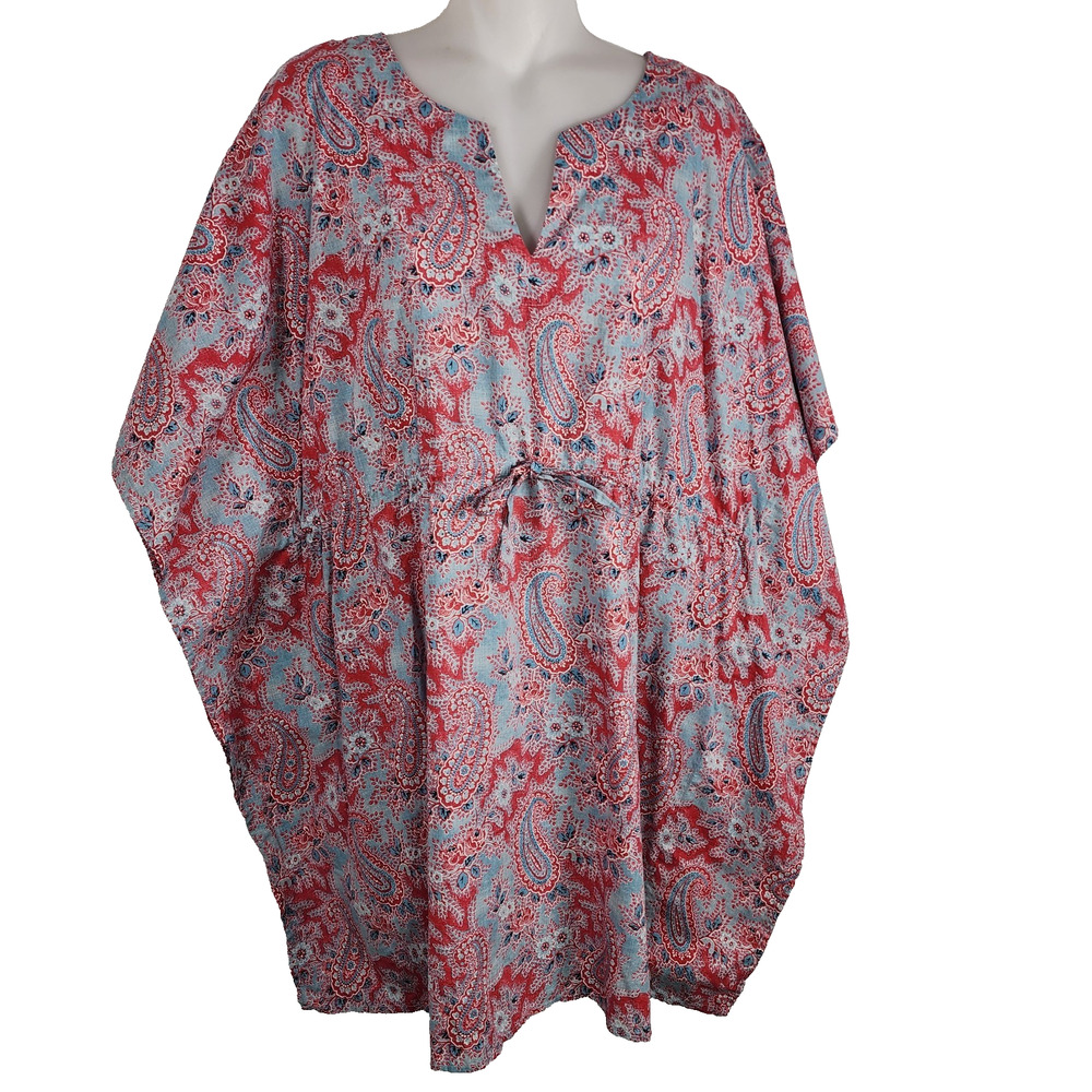 Ralph Lauren Blue Label Paisley Kaftan Kimono Beach Coverup Top Mini Dress M